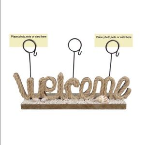 "Welcome" Rope 3-Photo Clip Table top Decor